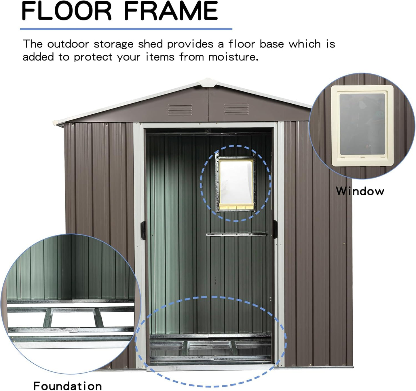 8 x 4 FT Outdoor Storage Shed, Large Metal Utility Garden Shed with Sliding Doors Sliding Doors, Waterproof Sloping Roof, Air Vents, Tool Storage House for Backyard Lawn, Gray