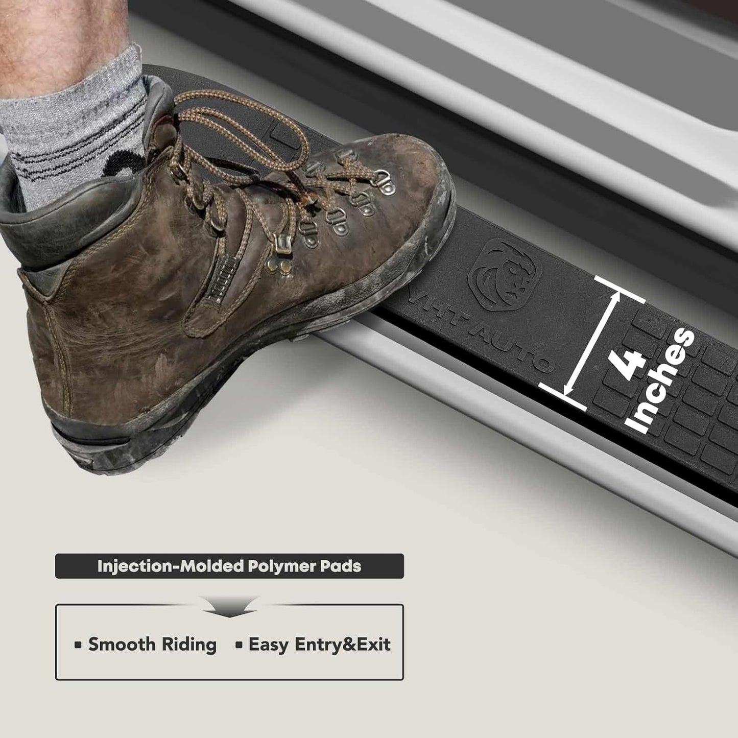 YHTAUTO 4 Inch Running Boards Side Step Bars Fit for 2007-2019 Chevy Silverado & GMC Sierra 1500/2500 HD/3500 HD - Standard/Regular Cab, 304 Stainless Steel Polished Oval Bent End Truck Step Rails