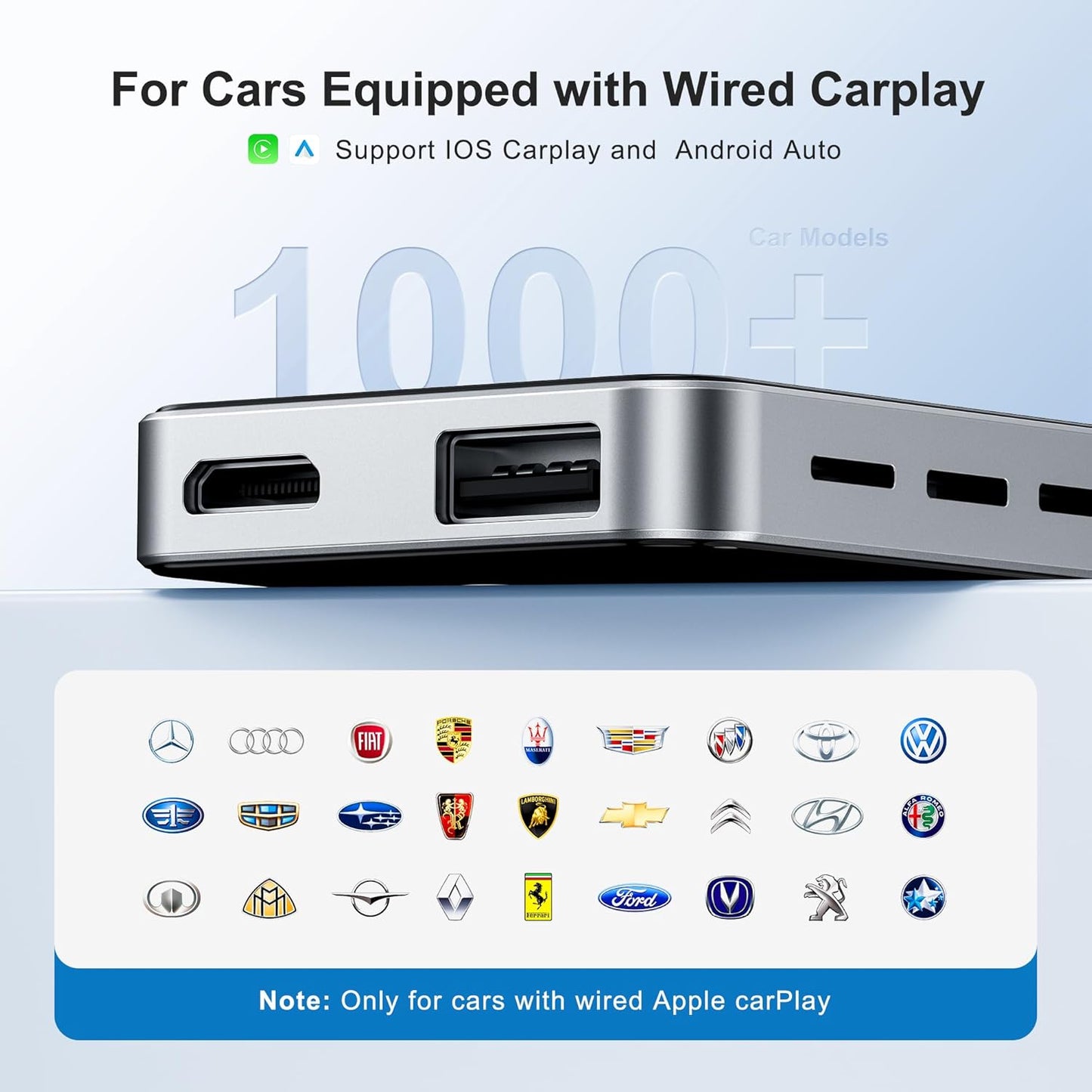 AI Box Wireless CarPlay & Auto Adapter - Plug & Play, Dual-Band WiFi, Bluetooth 5.0, 4K Video Support, Android 12.0 System, Compatible with Factory CarPlay & Android Auto （4GB RAM+32GB ROM）