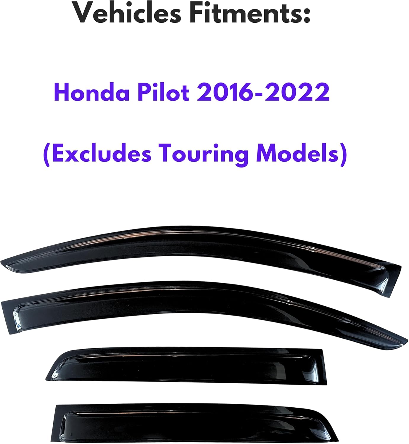 KPY Window Visor Compatible with Honda Pilot 2016-2022 (Excludes Touring Models), 4PC Rain Guard Side Window Vent Deflectors Tape-On Style, 2016 2017 2018 2019 2020 2021 2022