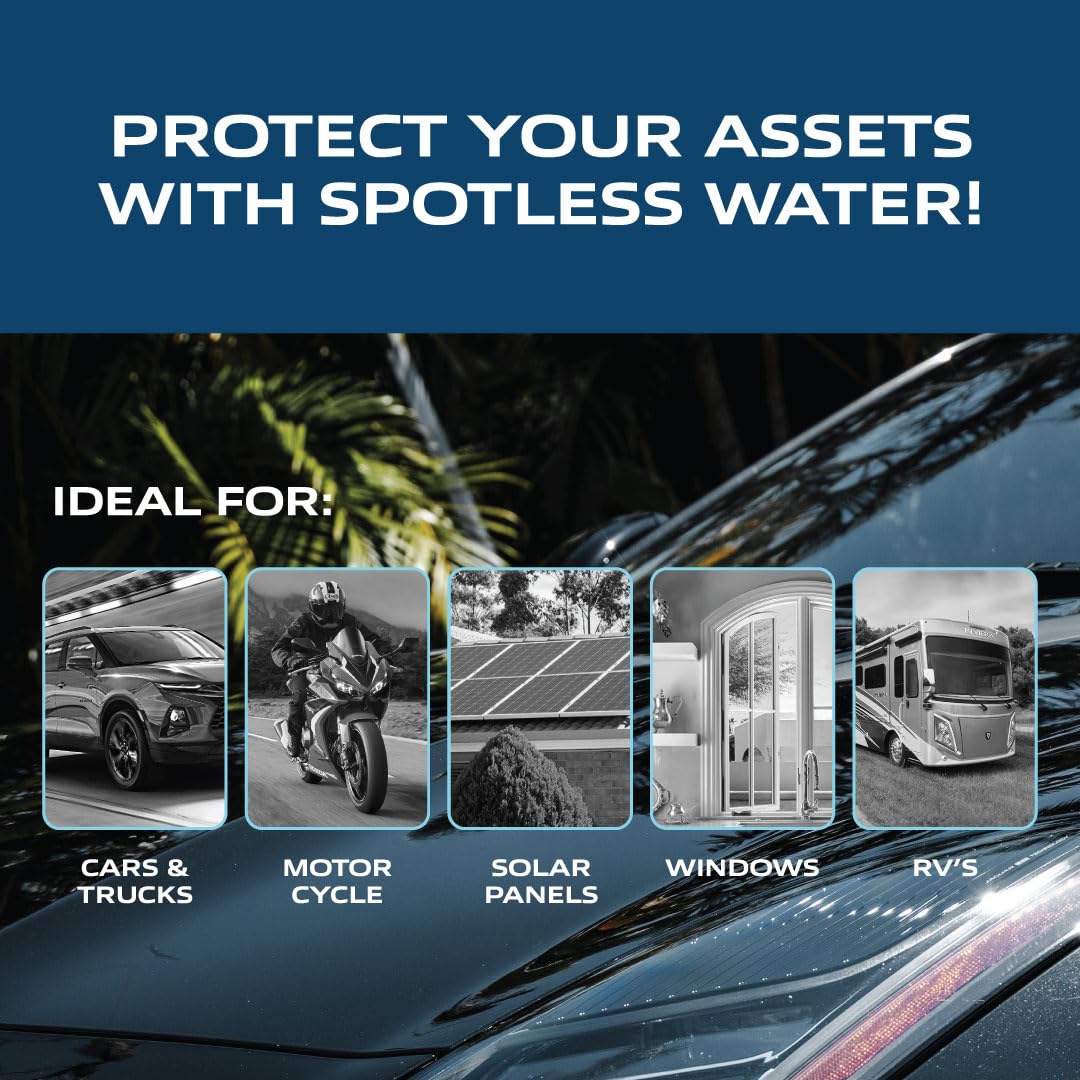Spotless Water Systems - DI-120B, W/Integrated Bypass | Simple Window, Solar Panel, RV & Car Wash System, Works for All Vehicles, Motorcycles, Bikes, Boats, Planes, Yachts, Towel Drying Eliminated