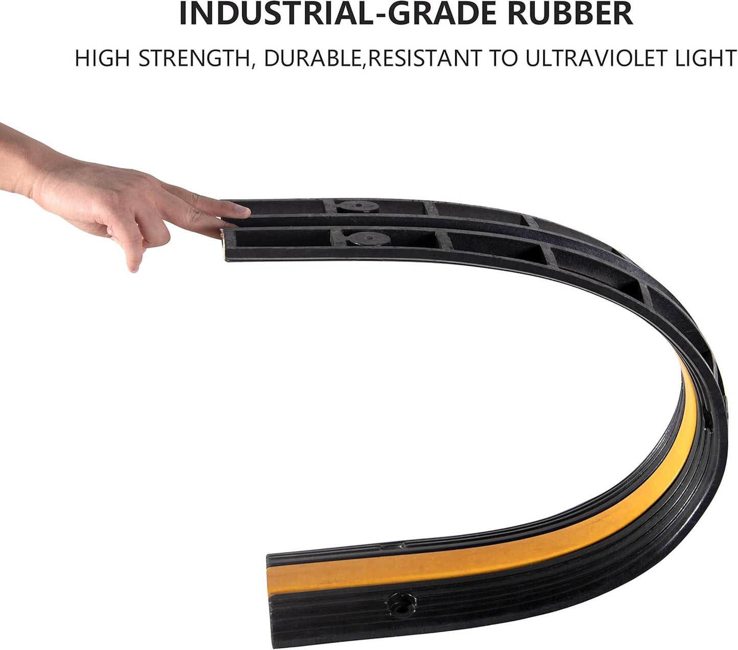 3 Pack Rubber Cable Ramp Hose Cable Protector Ramp 1 Channel 11000Lbs Load Capacity Traffic Speed Bump Wires Power Lines Extension Cord Cover for Indoor Outdoor