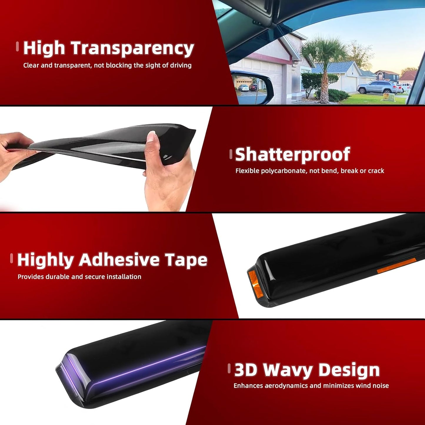 in-Channel Rain Guards Fit for Hyundai Palisade 2021 2022 2023 2024, Durable Vent Window Visors Shades, Smoke Side Wind Deflectors for Car-4PCS