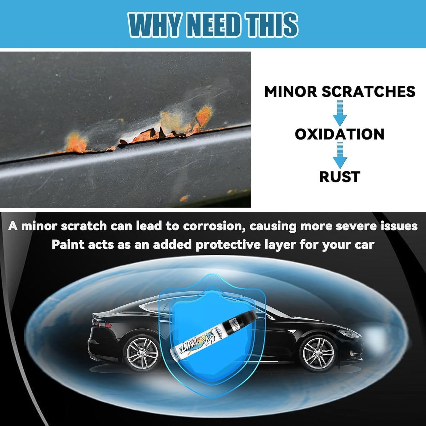 Black Touch Up Paint for Cars, Car Scratch Repair Pen, Color Accurate Automotive Paint with Varnish Clear Coat Pen Quick and Easy Fix Vehicles Chip Rim Scuff Repair