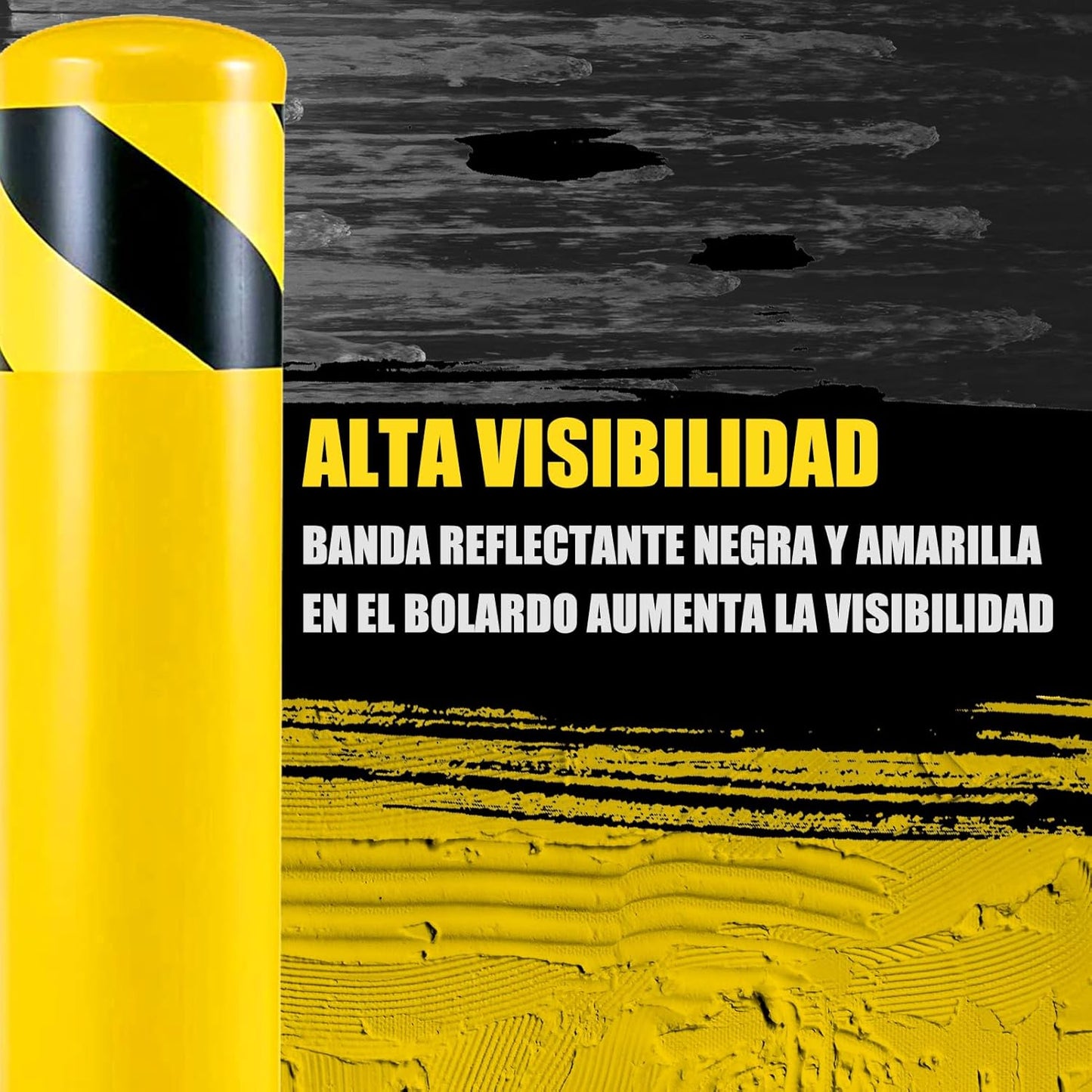 Safety Bollard Post, Steel Bollards,Parking Bollard, Yellow Powder Coated Safety Parking Barrier Post, for Traffic Sensitive Areas (12, 36"H*3.5"D)