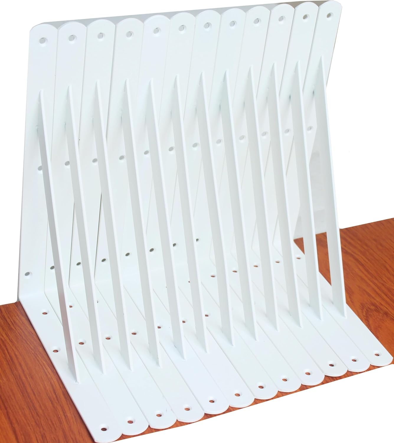 16 Pack L10 x H 8" White Heavy Duty Shelf Brackets with Screws Metal Shelf Brackets Shelf Support Angle Brackets for Shelves L Brackets Heavy Duty Floating Shelf