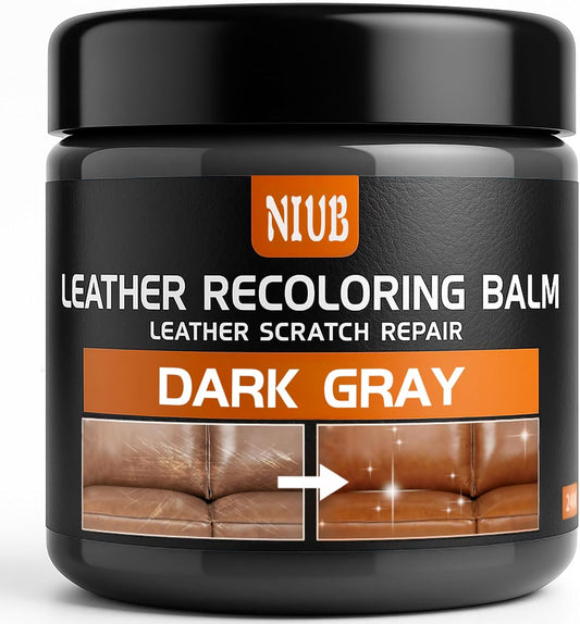 Leather Recoloring Balm Leather Color Restorer Scratch Repair Leather Paint for Furniture Couches Car Seats Shoes Bags Leather Dye and Restorer Restores Faded and Scratched Leather-Dark Gray