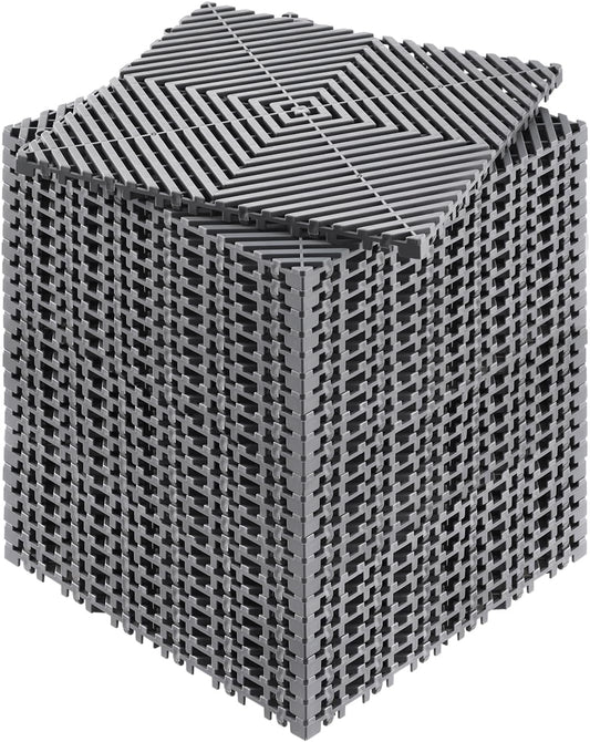 VEVOR Interlocking Drainage Mat, 12” x 12” Modular Interlocking Cushion, 24 Pcs Splicing Drainage Mats, Non-Slip Gray PP Drainage Floor Tile and Shower Mat, for Garage, Garden, Kitchen & Outdoor