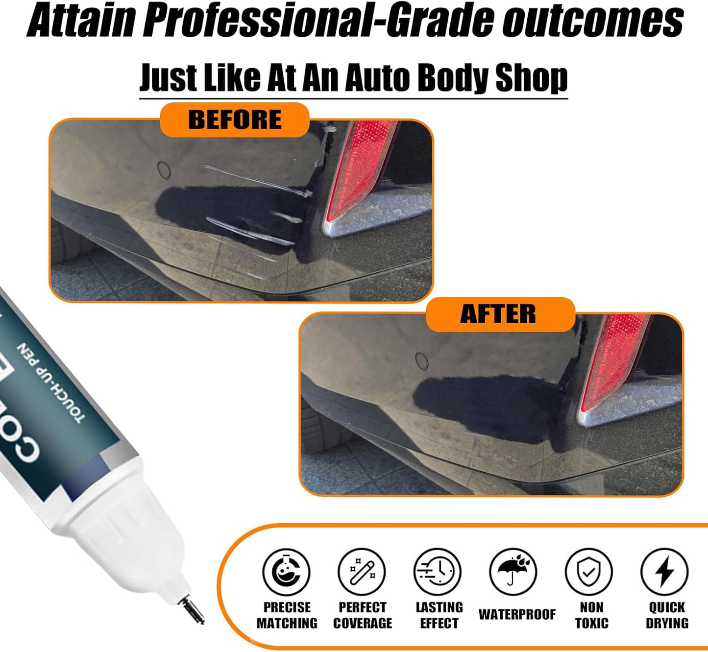 Jet Black(668) Touch Up Paint for BMW, Car Paint Pen Scratch Repair Two-In-One Touch Up Paint, Premium Car Scratch Remover for Deep Scratches