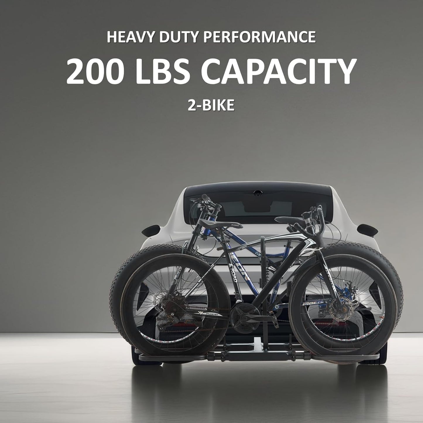 Trailer Hitch Bike Rack for Car 2 Bikes, E Bike Carrier Hitch Mount 2 Bike, Fat-Tire Ebike Rack for Tow Hitch, Fits 2" Receiver for SUV Truck Rv Van (2 Bike - 200 Lbs Cap - Black)