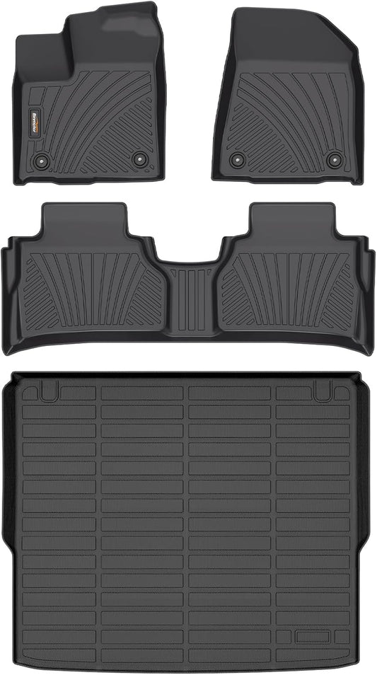 Binmotor-Floor Mats & Cargo Liner for Nissan Murano 2025, 1st & 2nd Row Full Set, TPE Rubber Waterproof Car Mats All Weather Heavy Duty Car Floor Liners-Black for Nissan Murano Accessories