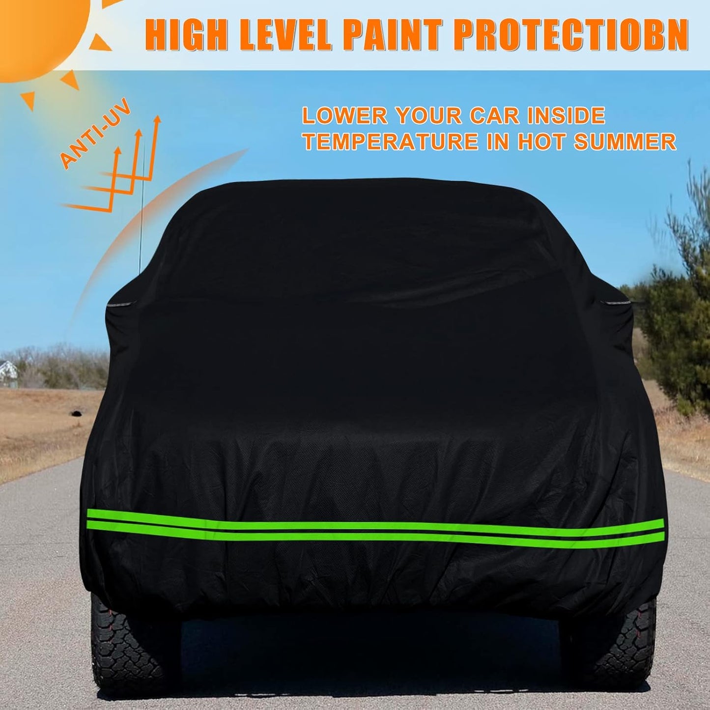 Waterproof Car Cover Compatible with Chevrolet C/K 1500/2500/3500 1988-1999, 2 Door Extended Cab Long Bed, 300D All Weather Car Covers with Zipper Door for Snow Rain Protection
