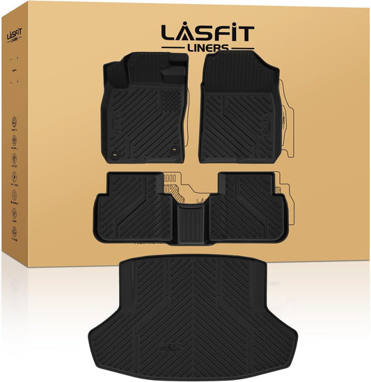 LASFIT Floor Mats & Trunk Mat for 11th Gen Honda Civic 2026 2025 2024 2023 2022 Sedan (Fits Rear Seats with or Without USB Ports), All Weather TPE Car Floor Liners,1st & 2nd Row & Trunk Liner