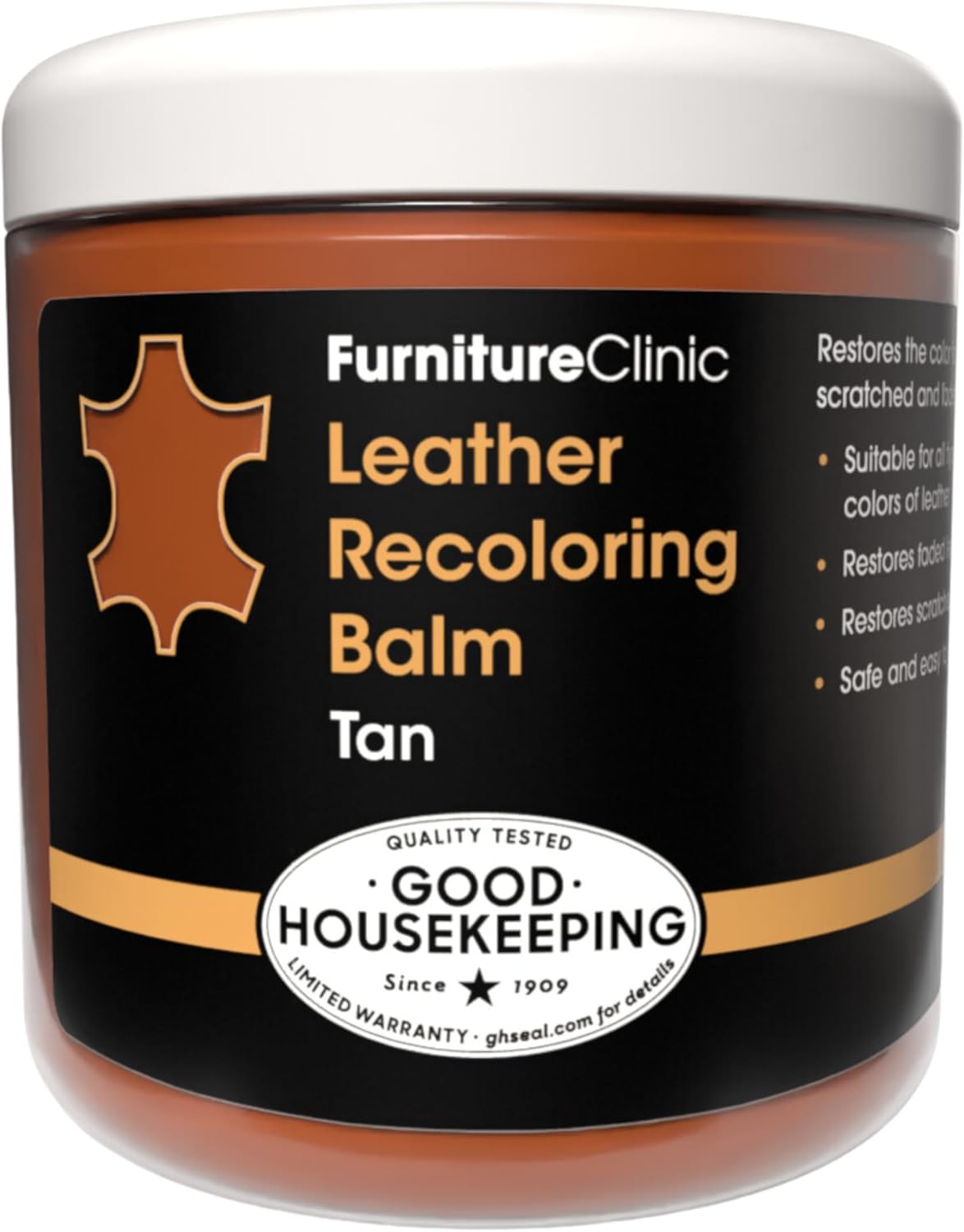 The Original Leather Recoloring Balm by Furniture Clinic - Tan Leather Dye for Furniture, Couches & Car Seats - Restore Scratched, Faded, & Damaged Surfaces