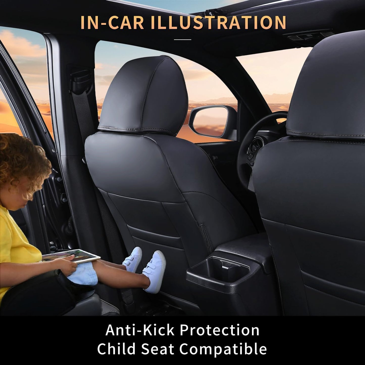 Car Seat Covers Full Set for Toyota Tacoma Double & Crew Cab 2023 2022 2021 2020 2019 2018 2017 2016 Tacoma Interior Accessories Premium Faux Leather Breathable Waterproof (Black+Gray)