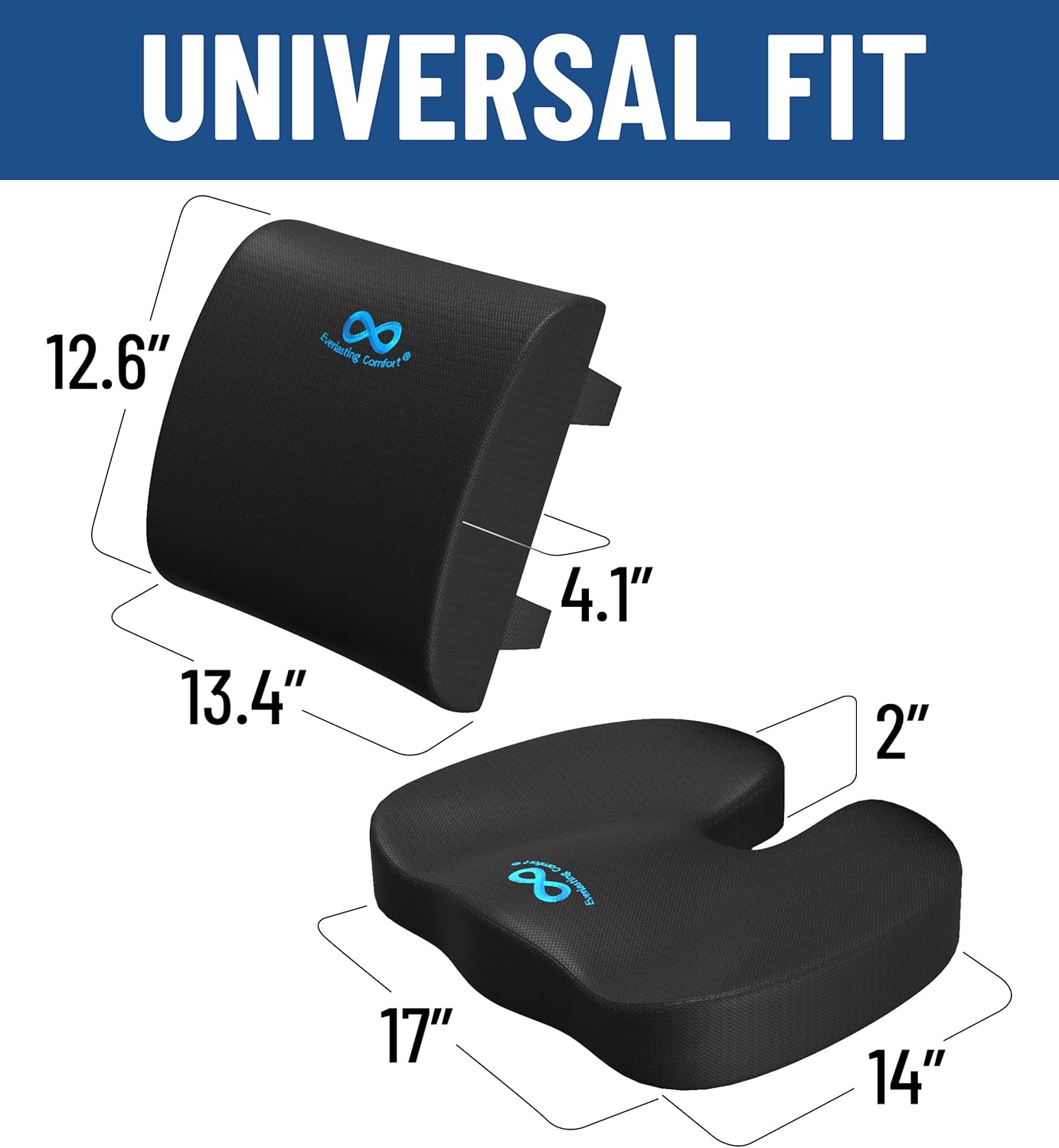 Everlasting Comfort Doctor Recommended Memory Foam Seat Cushion for Office Chairs & Car Seat - Ergonomic Office Desk Accessories for Tailbone Pain Relief, Sciatica & Back Support