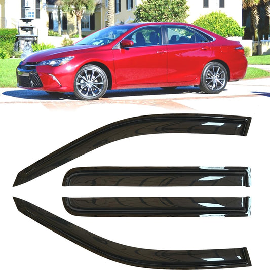 4pcs Original Outside Mount Style Window Rain Guards Shield Side Wind Deflectors Dark Smoke Nice Looking Vent Window Visors Fit for 2015-2017 Toyota Camry Sedan 94629