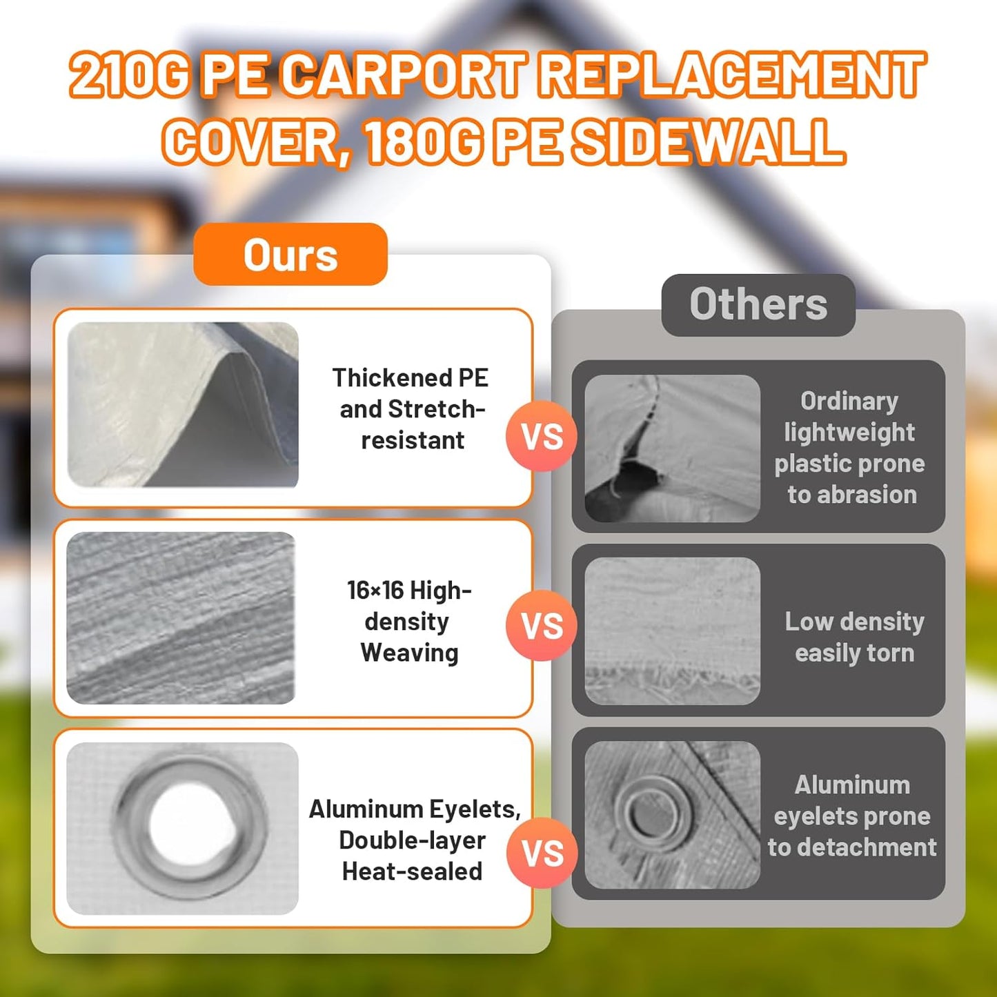 Auraway Carport 12'x20' All-Season Portable Garage Carport, Heavy-Duty Canopywith Roll-Up Vent Windows, Front and Rear Zip Doors, Sandbags, for Cars, Motorcycles and Outdoor Storage (Grey)