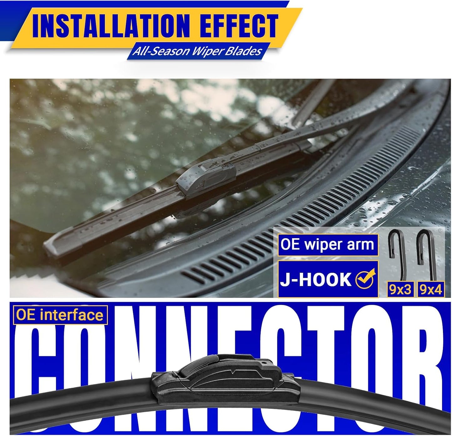 3 wipers Replacement for 2019-2023 Honda passport, Windshield Wiper Blades Original Equipment Replacement - 26"/24"/16" (Set of 3) U/J HOOK