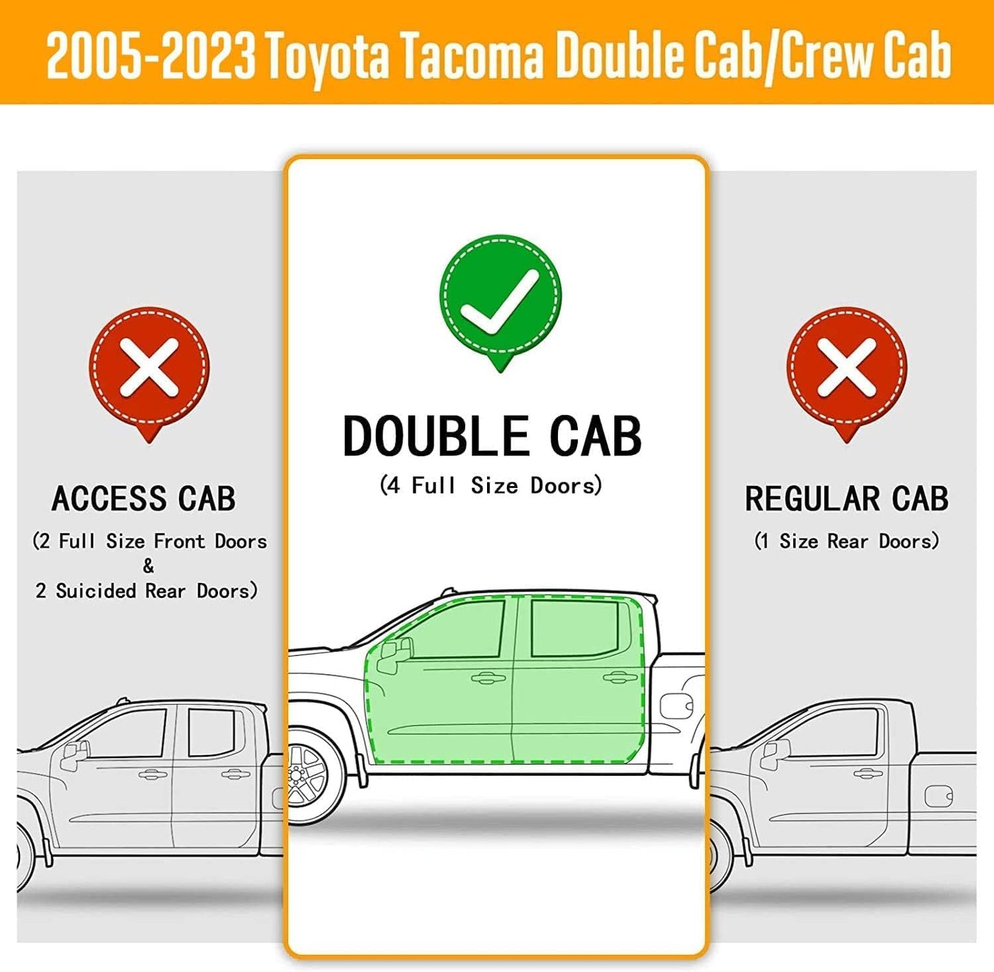 4.3 Inches Oval Tube Bar Running Boards Compatible with 2005-2023 Toyota Tacoma Double with 4 Full-Size Doors. Tacoma Step Bars and Carbon Steel Side Steps Step Bars.