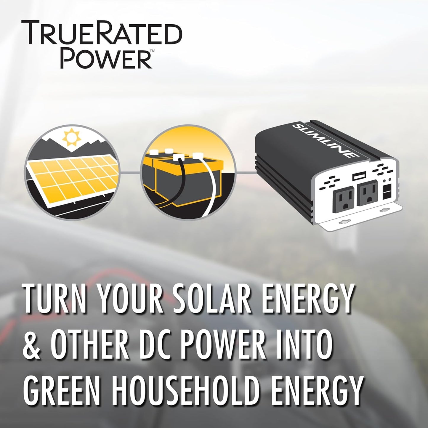 Wagan EL3718 800W Slim Line AC to DC Power Inverter 800W TrueRated Continuous 1600W Surge Power DC 12V to AC 110V Power Inverter with 2 AC Outlets and 2A USB Charging Port