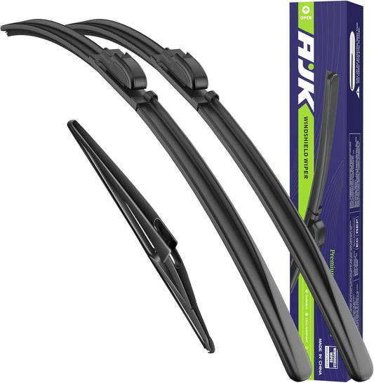 AJK Wiper Blades for Hyundai Santa Fe 2013 2014 2015 2016 2017 2018, 3 Piece All Weather OEM Quality Automotive Replacement Windshield Wiper Blades for My Car