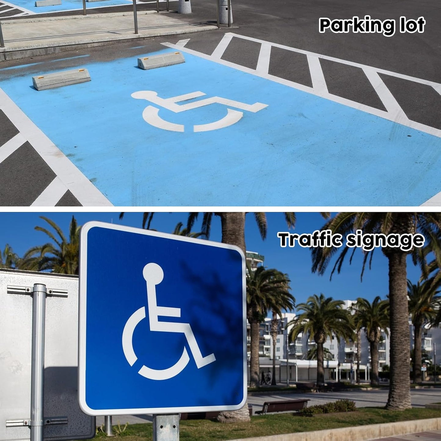 Large Handicap Parking Stencil, 36 Inch Reusable Silicone Disabled Symbol Stencil, Foldable Handicapped Template for Parking Lot Garage Pavement Marking, Easy to Use for Clear Markings