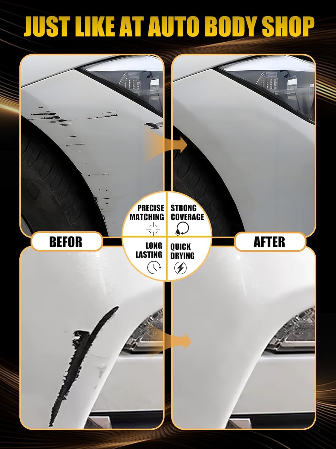 (LY9T/0E) Mythos Black Metallic Touch Up Paint Compatible with Audi, Exact Match Car Paint Pen Automotive Scratch Repair Remover Kit Quick & Easy Solution for Vehicle Chips and Nicks