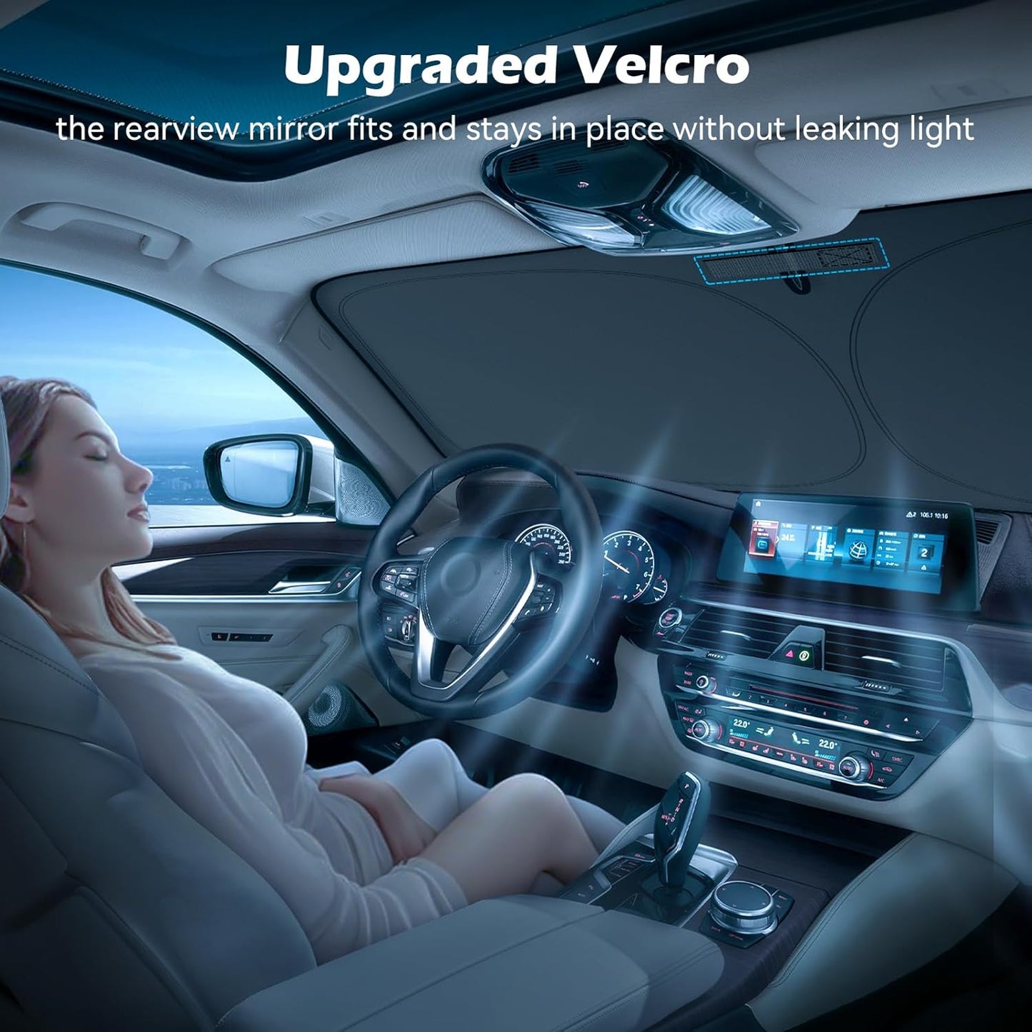 Car Windshield Sun Shade, 300T Thickened Car Window Shades Heat Reflective Interior Cool, Universal Fit for Most Cars SUVs Trucks, Foldable & Portable Design (M (55" × 27"))