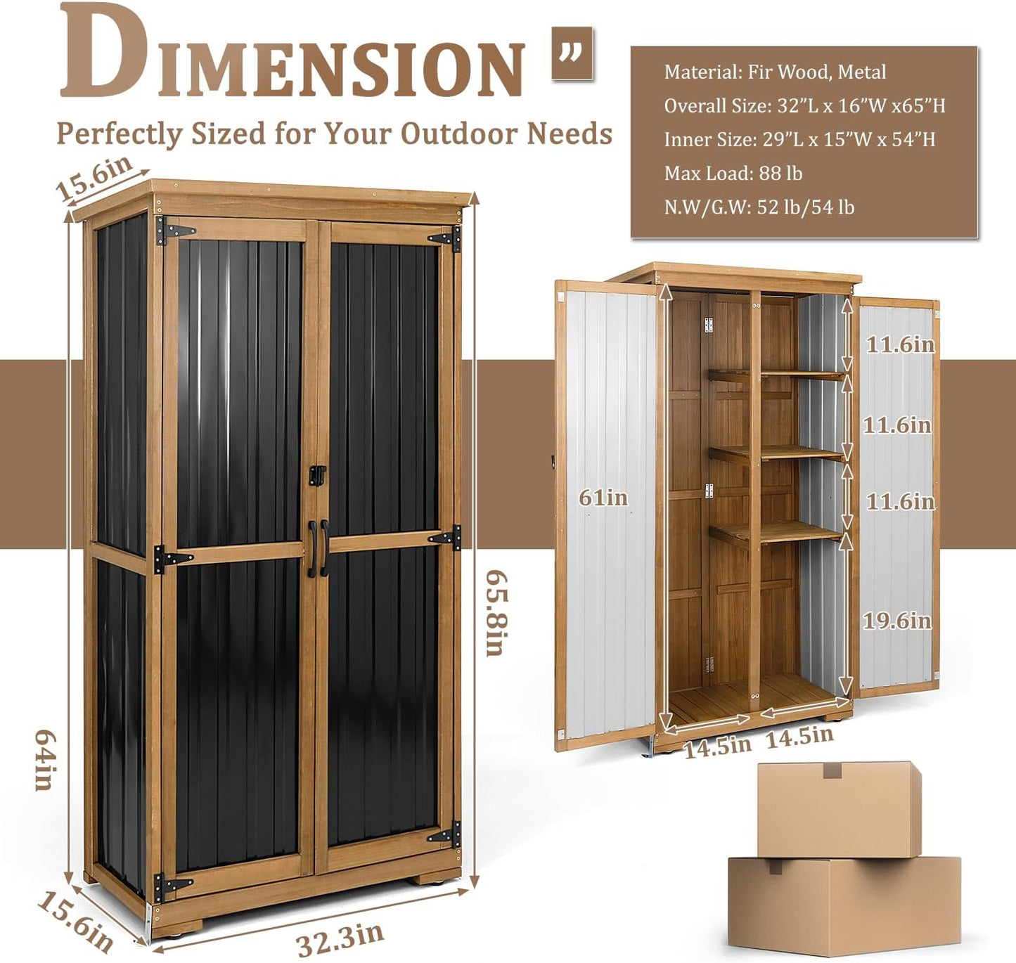 Outdoor Storage Cabinet Waterproof with Shelves, Outside Cabinets Weatherproof, Patio Backyard Pool Garden Garage Storage Cabinet Storage Shed Tool Organizer