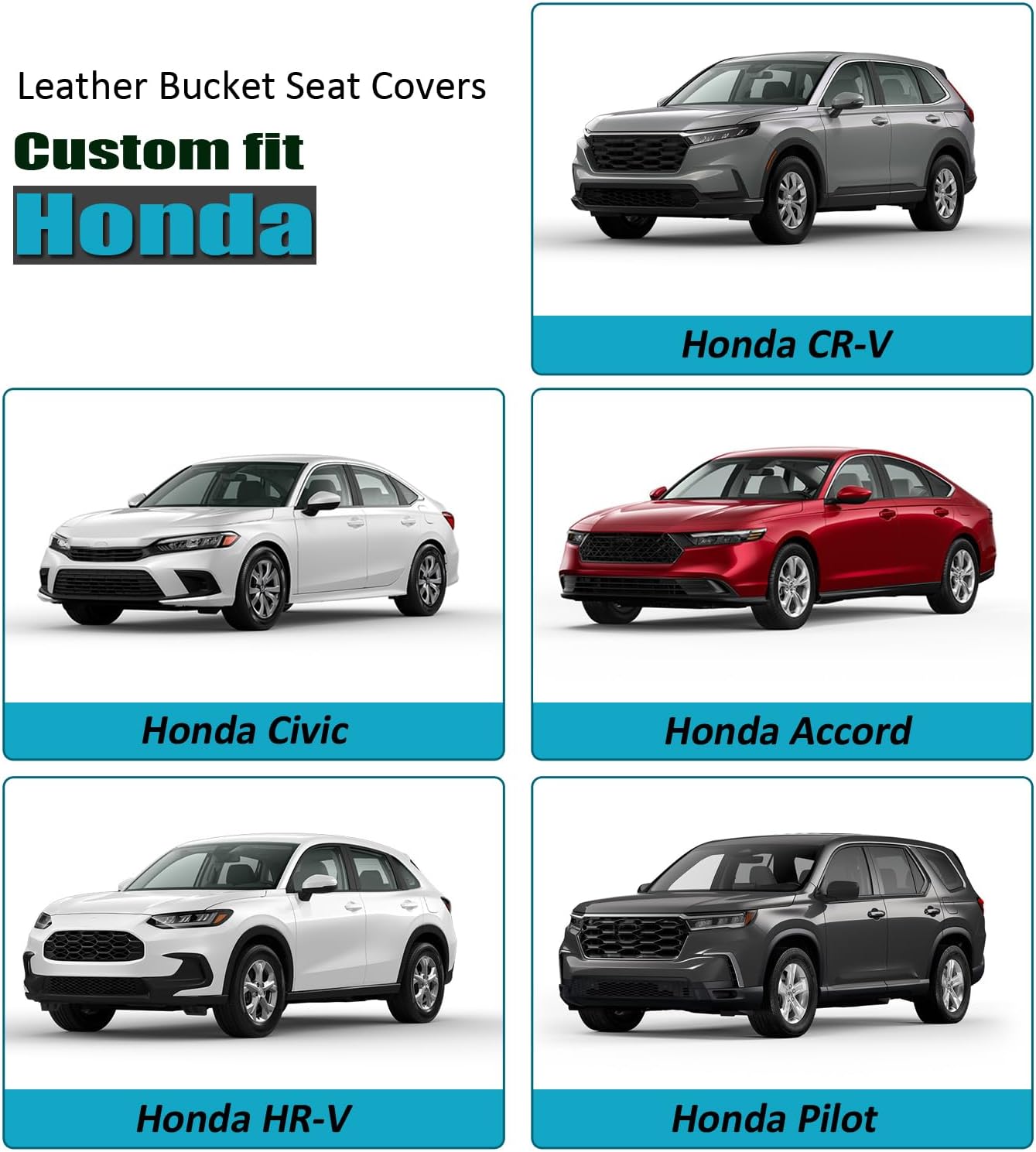 GIANT PANDA Front Seat Cover for Honda, 3D Air Mesh Bucket Car Seat Protectors Custom Fits Honda Civic Accord Pilot CRV HRV Element Passport (Red) 2-Pack