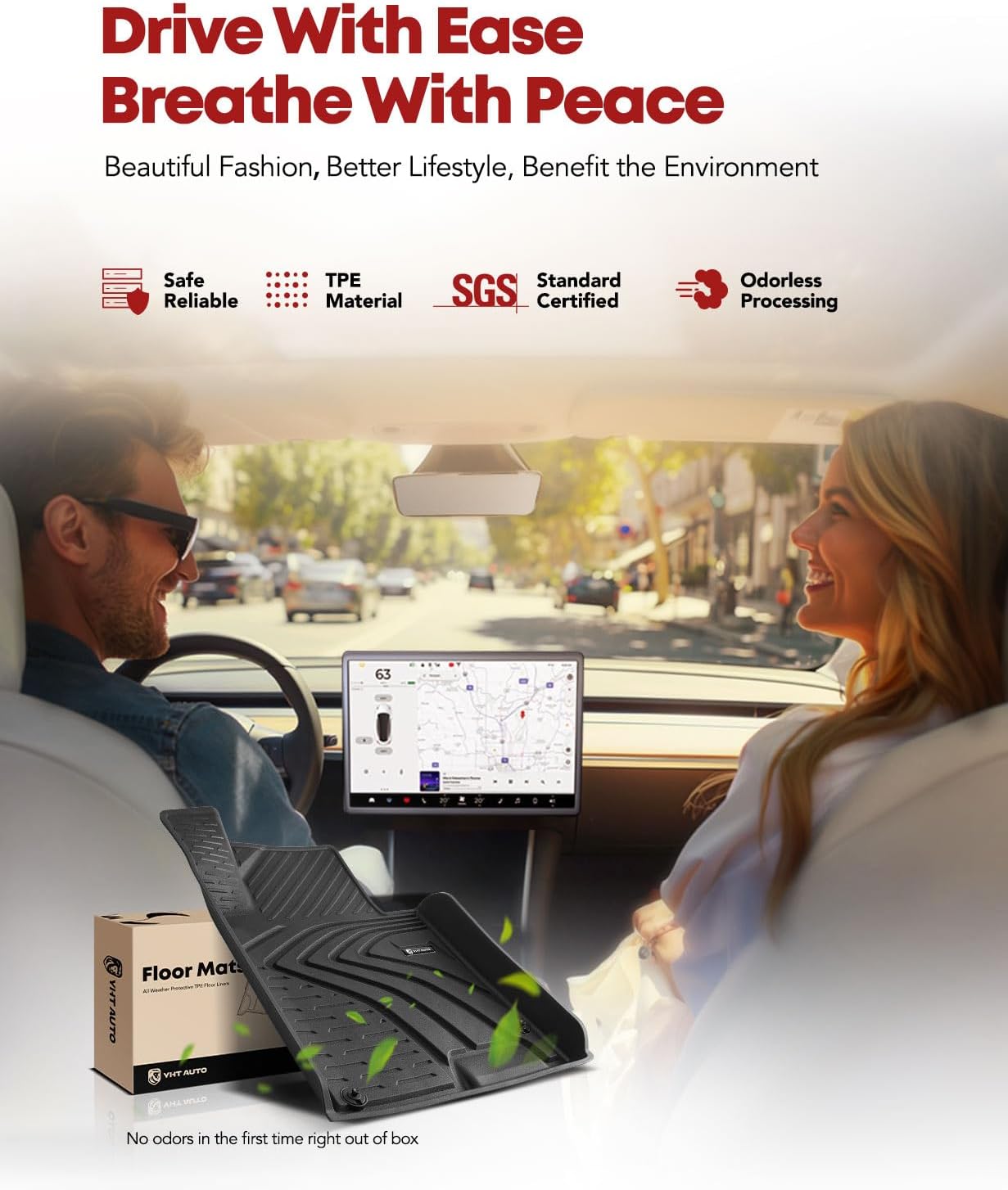 YHTAUTO Floor Mats Fit 2020-2024 Hyundai Sonata & 2021-2025 Kia K5 FWD, TPE All Weather Car Mats Waterproof Anti-Slip Odorless Floor Liner, Interior Car Accessories Front & 2nd Row Liner 2.5MM