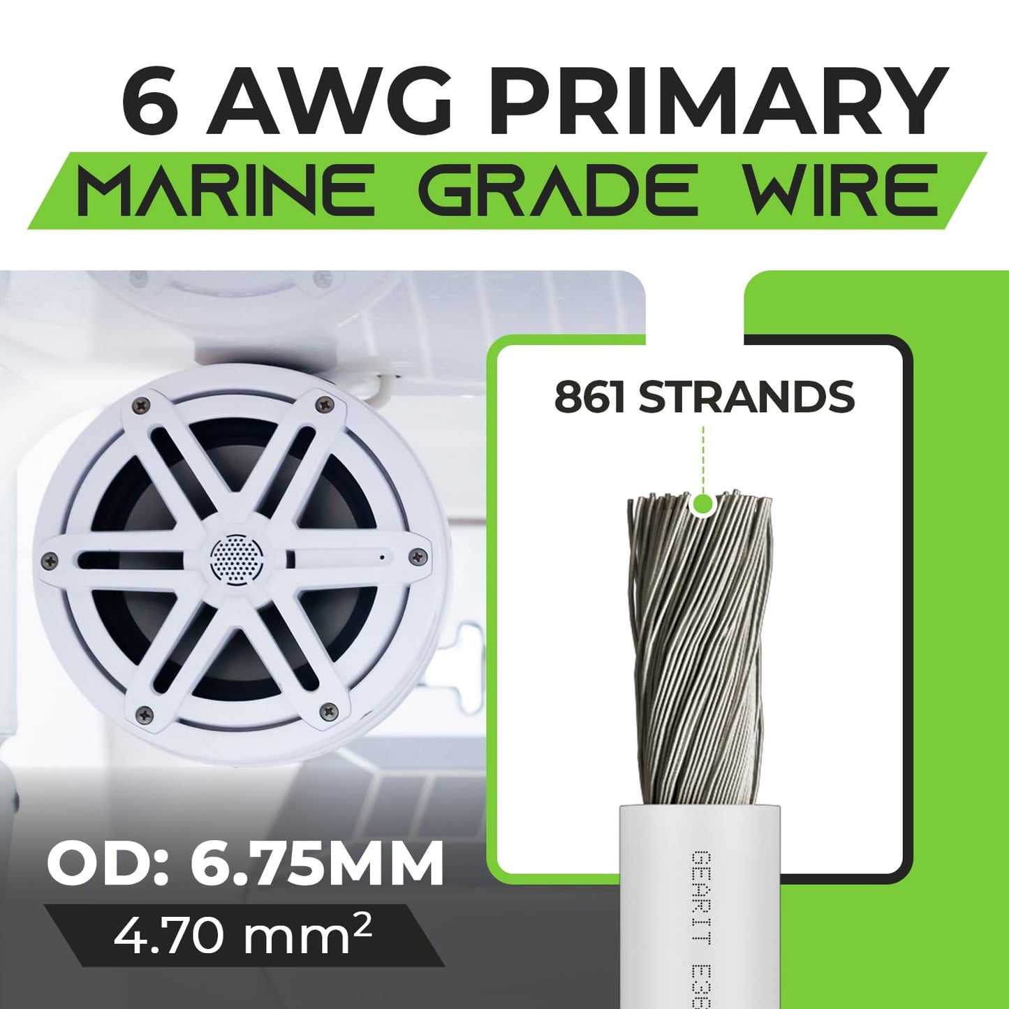 GEARit 6 Gauge Marine Electrical Primary Wire, 6 AWG (50ft) Marine Grade Tinned Copper Oxygen Free for Boat, Automotive, RV, Camper, Trailer