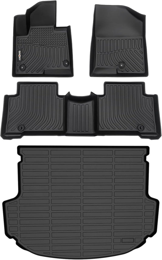 GINOWY- Floor Mats & Cargo Liner for Hyundai Santa FE Sport 2013-2018, TPE Rubber All Weather Protection Mats Santa Fe Sport, Anti-Slip Waterproof Trunk Mat Car Floor Liners Accessories, Black