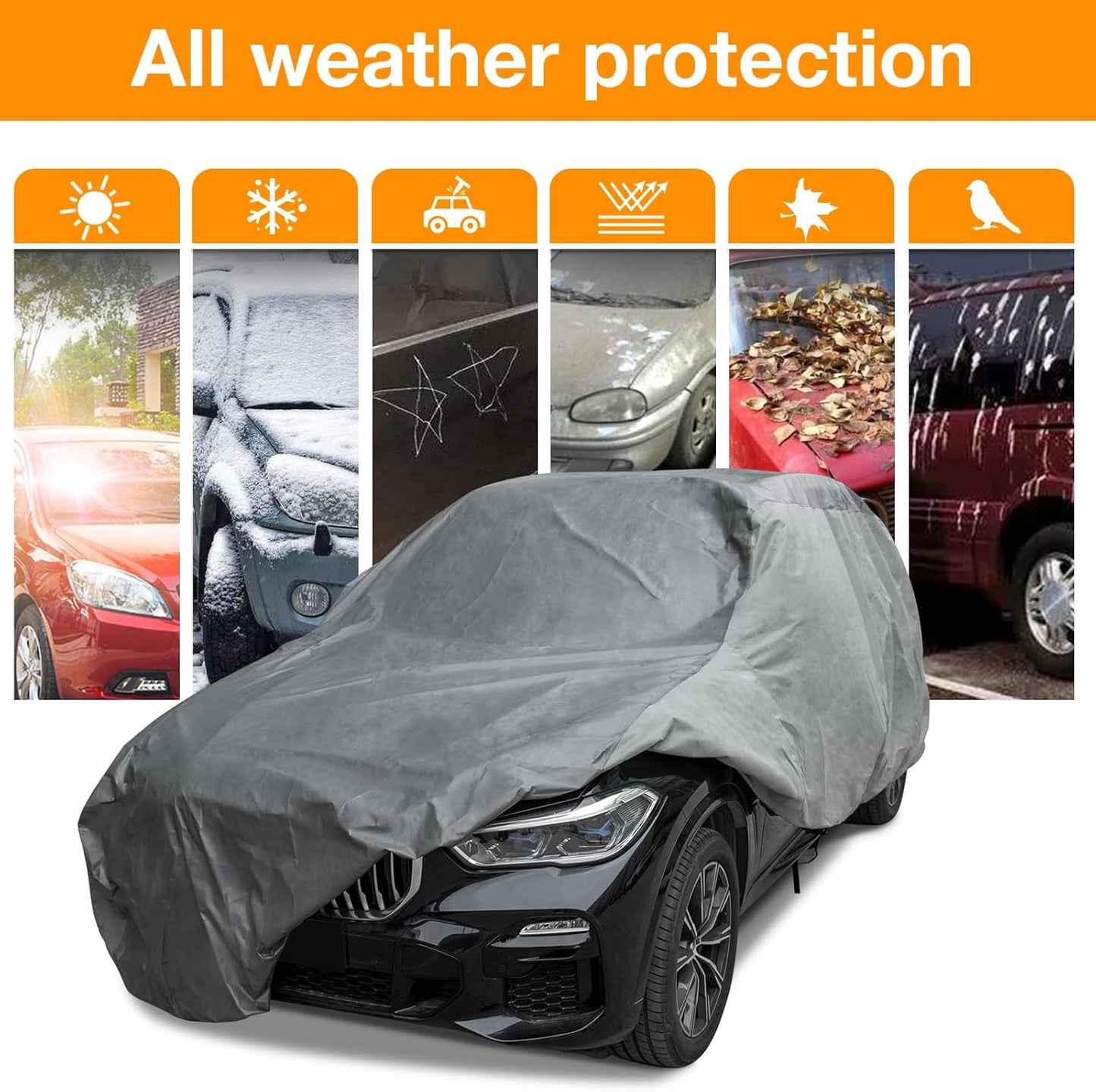 XCAR Ultra Light Waterproof SUV Car Cover for Automobiles All Weather Protection, Windproof & Breathable, Fits Cars Up to 206"