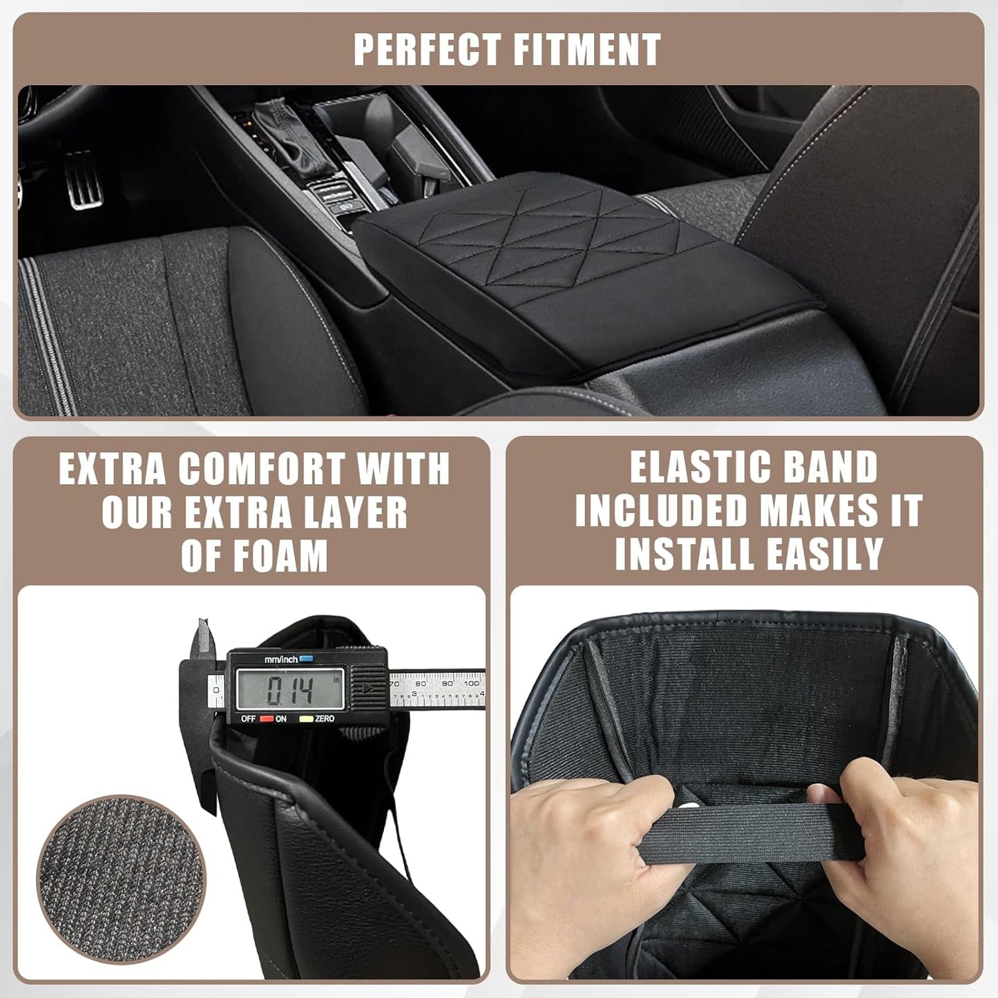 Muslogy for Accord 2025 2024 2023 Center Console Cover Armrest Pad Vegan Leather Extra Soft Armrest Lid Protector Compatible with Honda Accord LX EX Sport Hybrid EX-L Sport-L Touring (V2 Black)