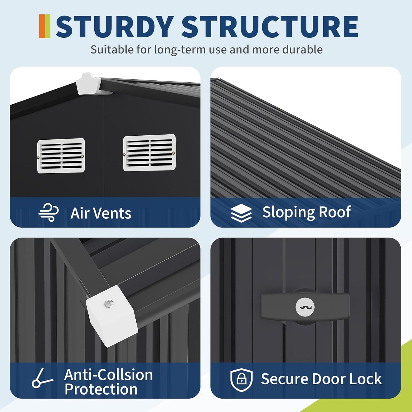 8x10 FT Metal Storage Sheds Outdoor, MetalTool Shed with Lockable Door, MetalYard Sheds Garden Shed Kit, Metal UtilitySheds Buildings with Air Vent for Backyard Garden Patio Lawn