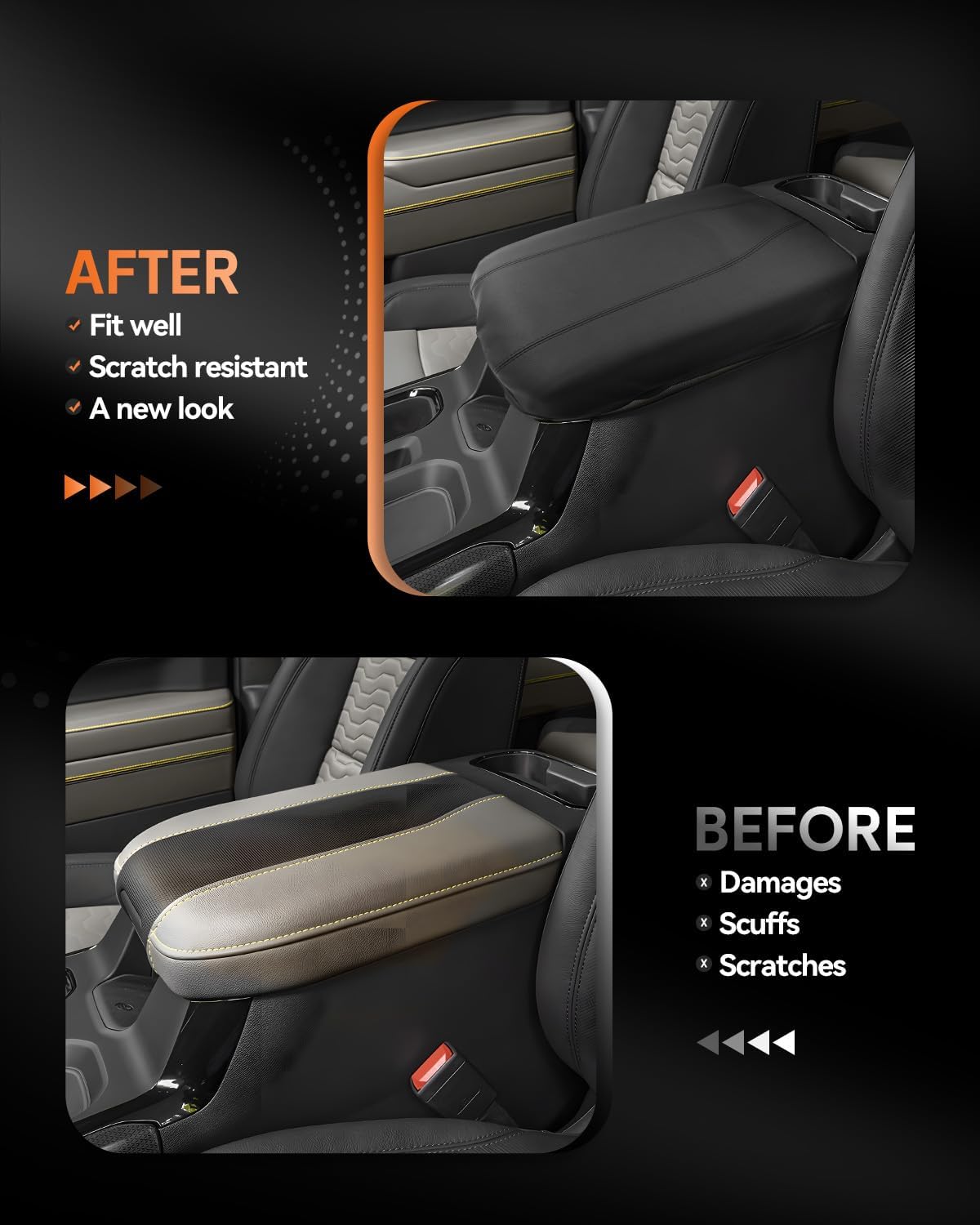 CDEFG for Chevrolet Silverado EV 2024 2025 Center Console Cover Armrest Box Cover for Chevy Silverado EV (Work Truck, LT, RST) Accessories Arm Rest Protector