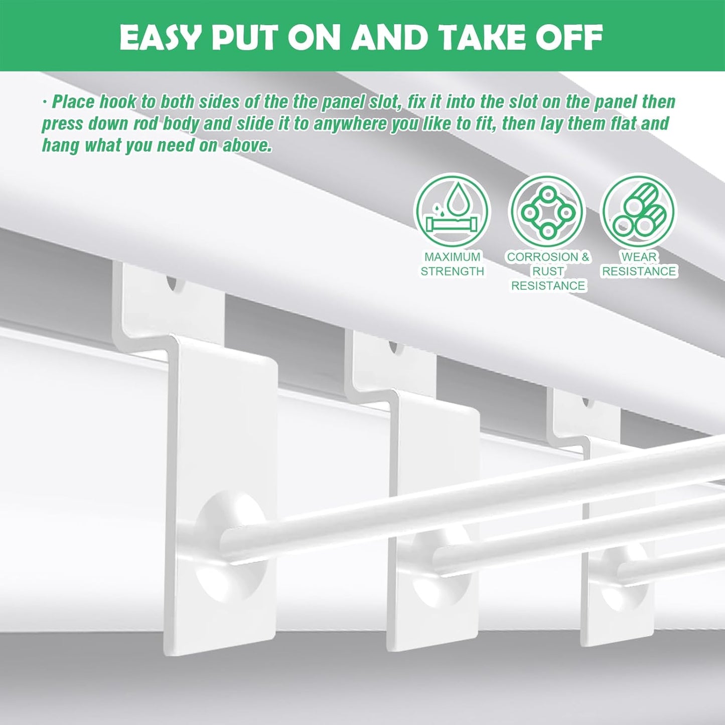 Yuahar Slatwall Hooks 50Pcs 4/6 Inch Slatwall Accessories Heavy Duty Slat Wall Hanging Hooks Panel Display Hooks Pegboard Gridwall Display Hook for Garage Retail Shop (White)