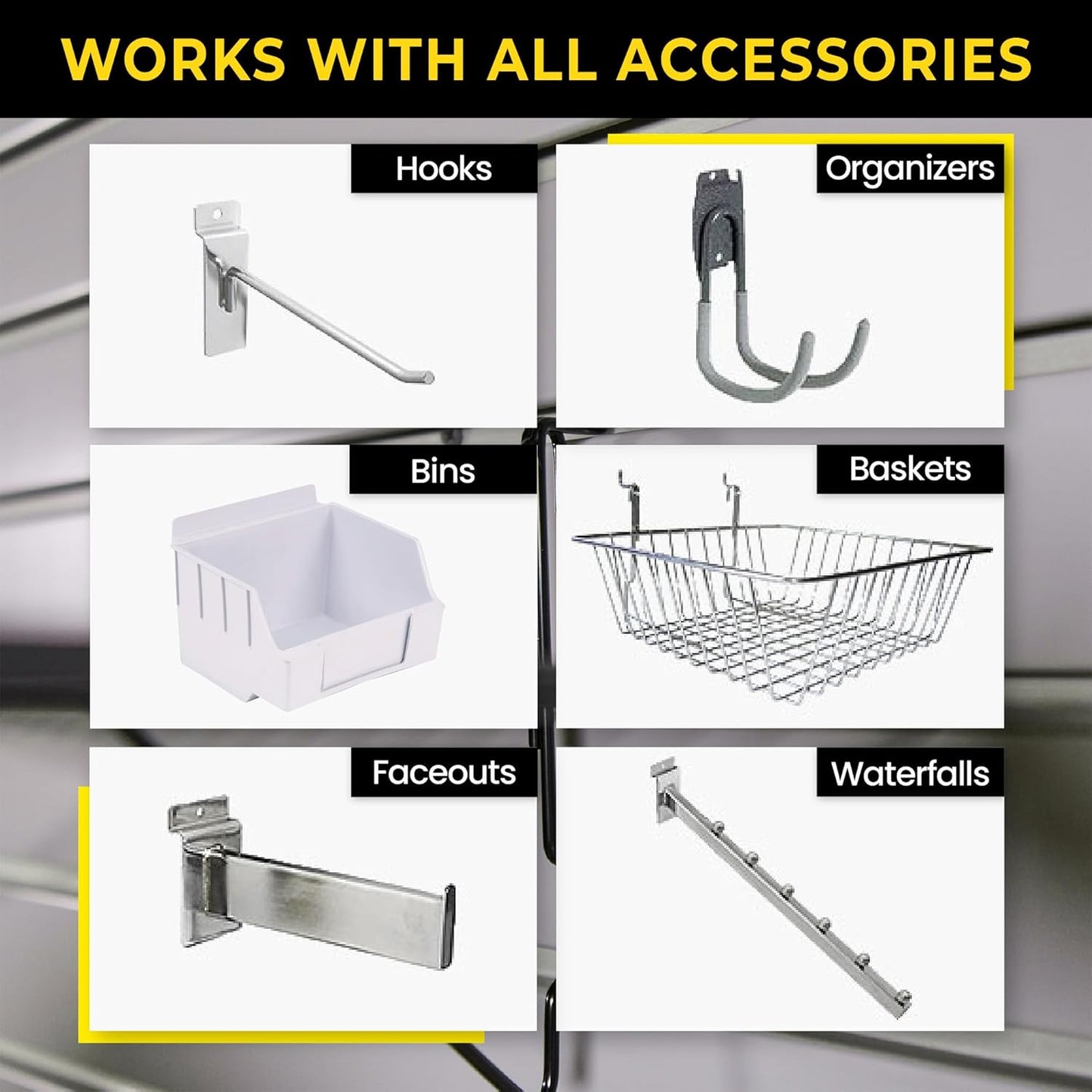 4'H x 4'W Slatwall Panel Garage Wall Organizer: Heavy Duty Wall Mounted PVC Wall Rack, Interlocking Slat Wall Paneling for Garage Wall Storage, Slatwall Board or Slatwall Shelves System - White