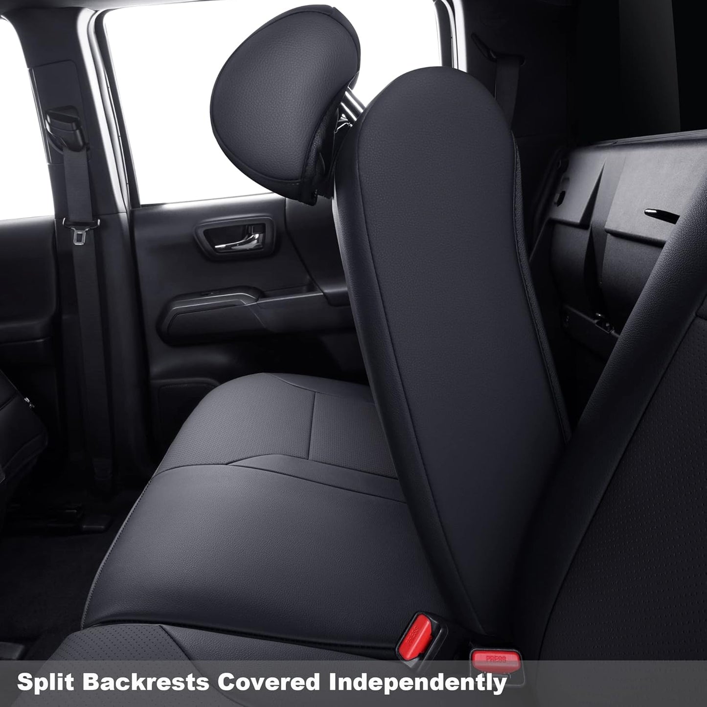 LUCKYMAN CLUB Tacoma Custom Fit Seat Covers for 2024 2025 Tacoma Crew Cab with Faux Leather (Black)