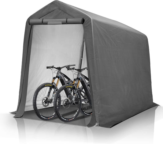 6' x 7' Outdoor Storage Shelter Shed- Heavy Duty Storage Tent with Roll-up Ventilated Windows, Portable Garage Storage shed for Bike, ATV, Motorcycle Shelter, Gray