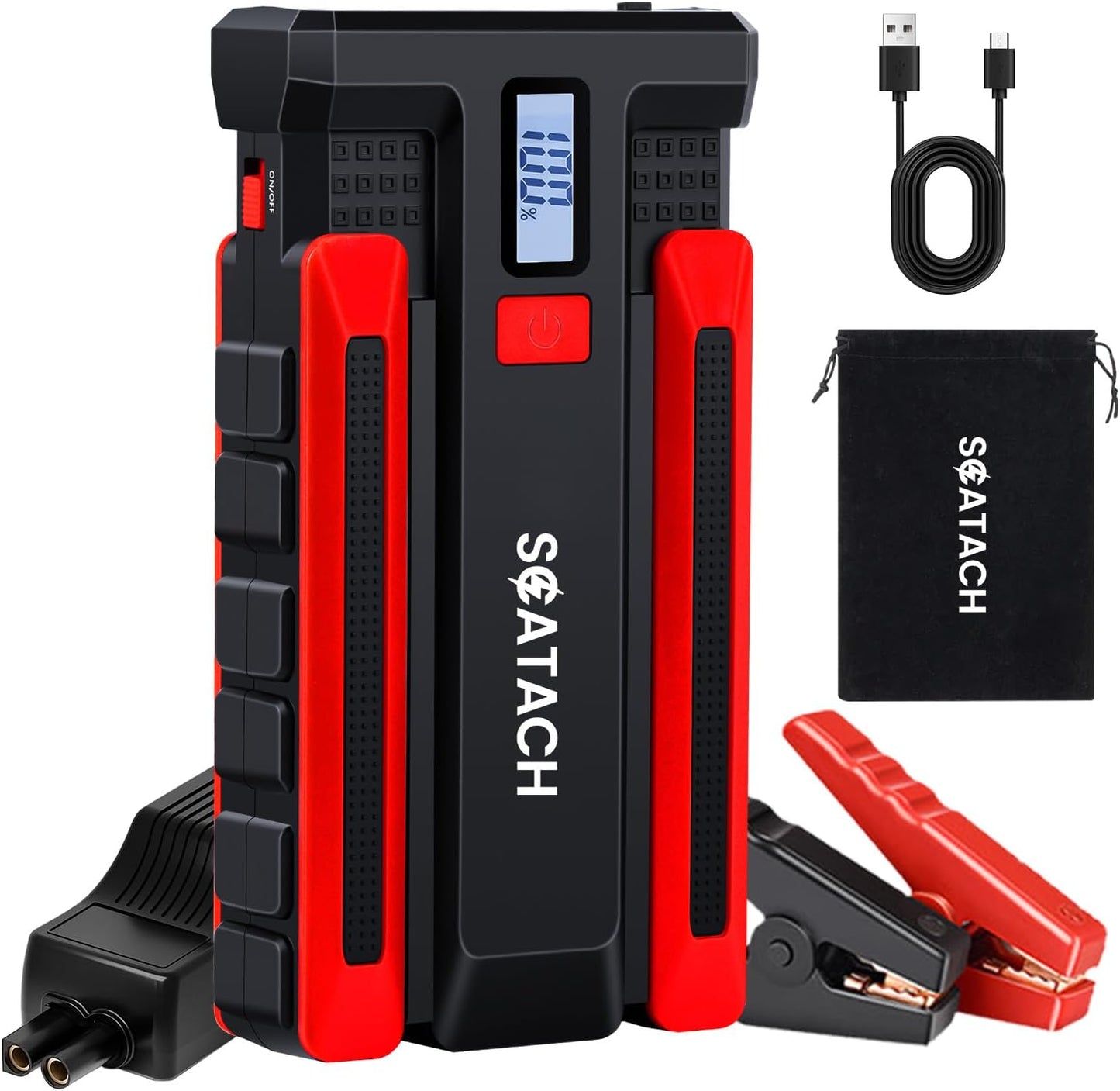 Scatach 002 5000A Car Battery Jump Starter,12V Jump Starter Battery Pack (up to 14.0L Gasoline and 12.0L Diesel Engine), Portable Jump Box with LED Display, 3 Modes Flashlight and Jumper