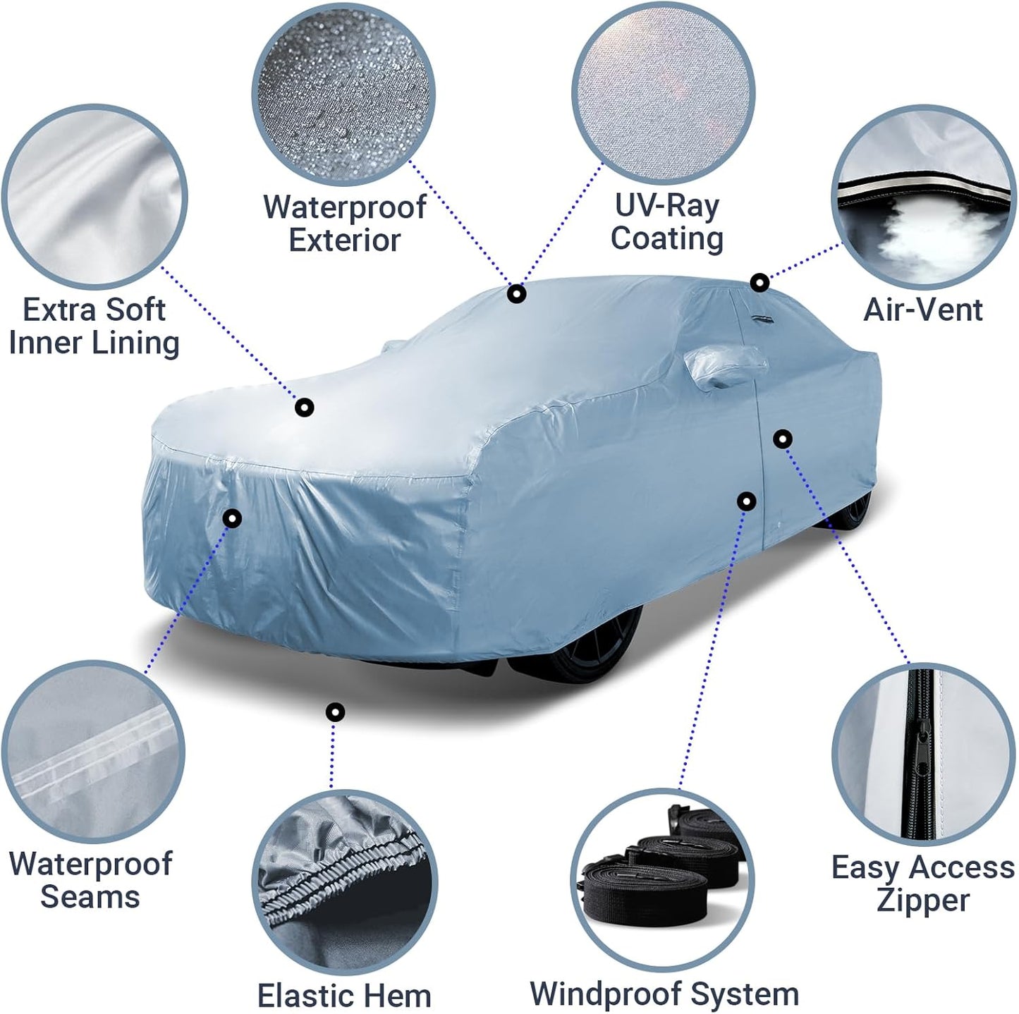 iCarCover Custom Car Cover for 2006-2015 Mazda MX-5 Miata, Waterproof All-Weather Rain Snow UV Sun Protector Full Exterior Weatherproof Indoor Outdoor Car Cover with Strap