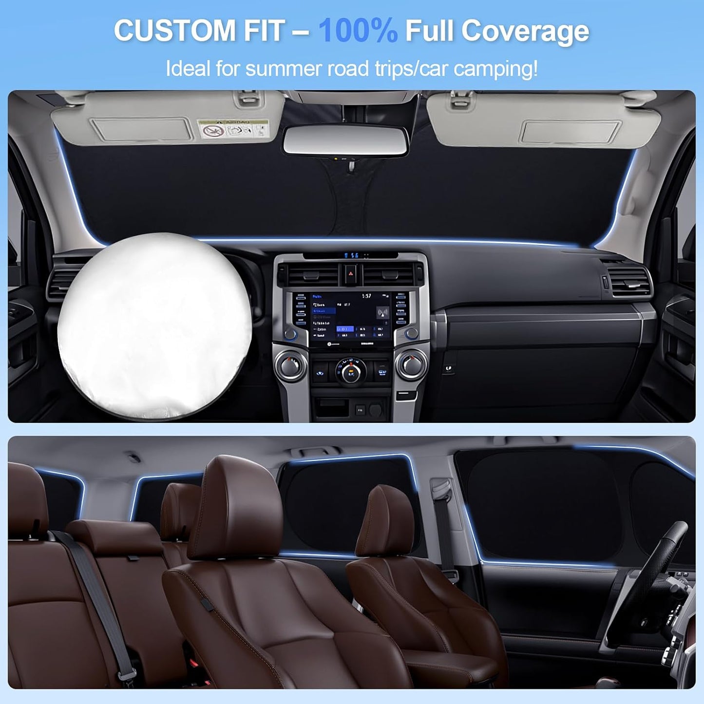 10pcs Car Window Shades for Toyota Prius Hatchback 2010-2015 (Not Prius C or Prius V) Accessories,Windshield Side Rear Full Sunshade,Sun Visor UV Blocking, Privacy Protection for Camping Outdoor