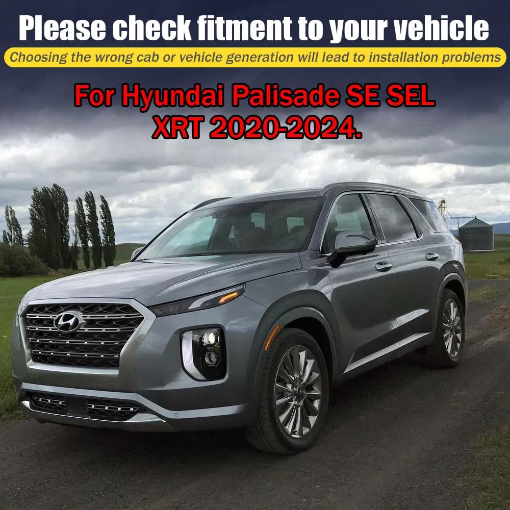 Rain Guards for Hyundai Palisade SE SEL XRT 2020-2024, Tape-on Side Window Deflectors for Hyundai Palisade, Window Visors for Hyundai Cars,for Hyundai Car Accessories 4 Rain Guards ＆ 2 Car Coasters