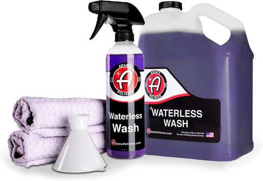 Adam's Polishes Waterless Car Wash Kit - Car Cleaning Supplies for Car Detailing | Safe Ultra Slick Lubricating Formula for Car, Boat, Motorcycle, RV | No Garden Hose, Wash Soap or Foam Cannon Needed
