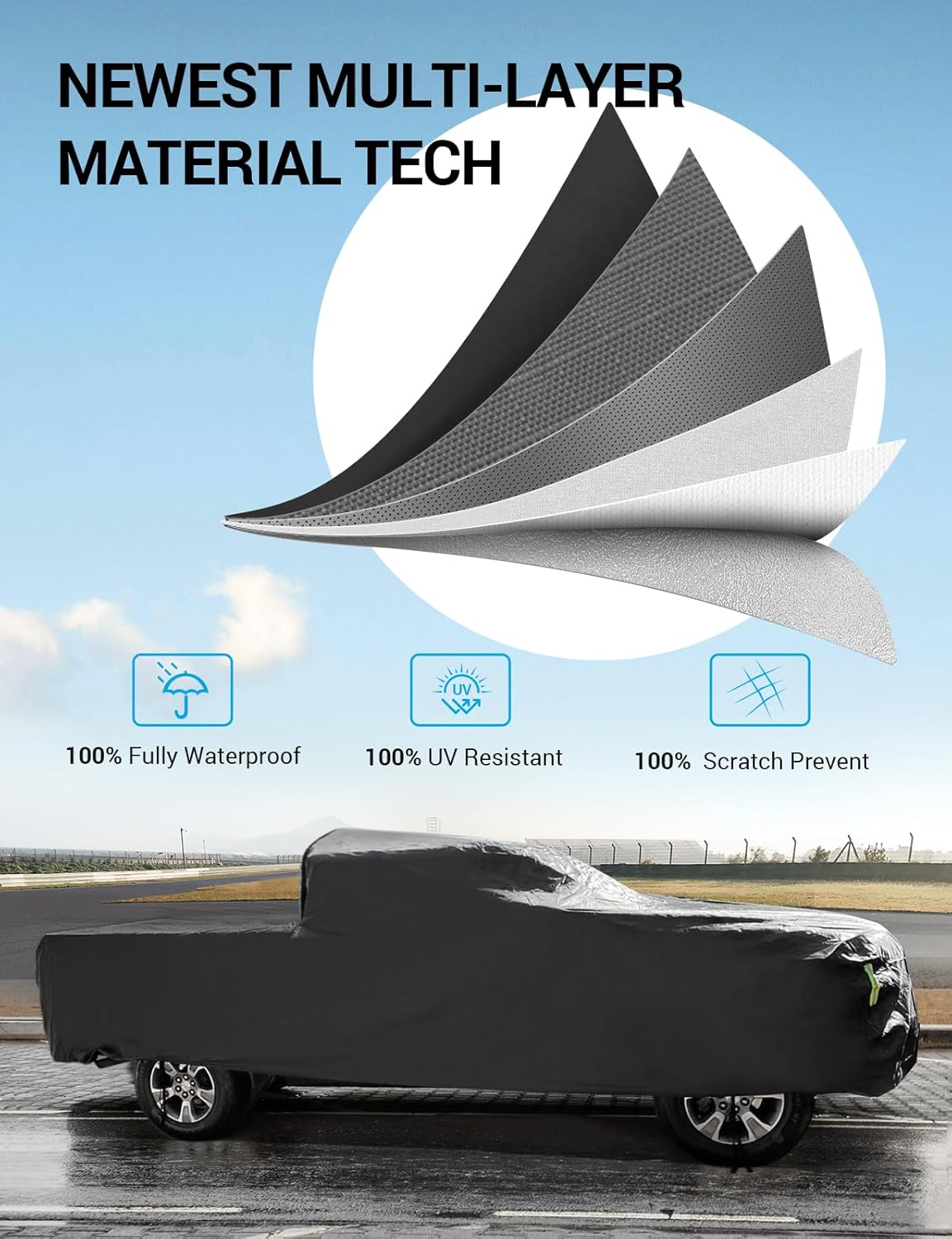 Proadsy Upgrade Car Cover for 2021-2024 2025 Ford Maverick, Waterproof All Weather for Automobiles, Windproof Snowproof Rain Hail Sun UV Protection Full Outdoor Indoor Exterior Car Covers, Black