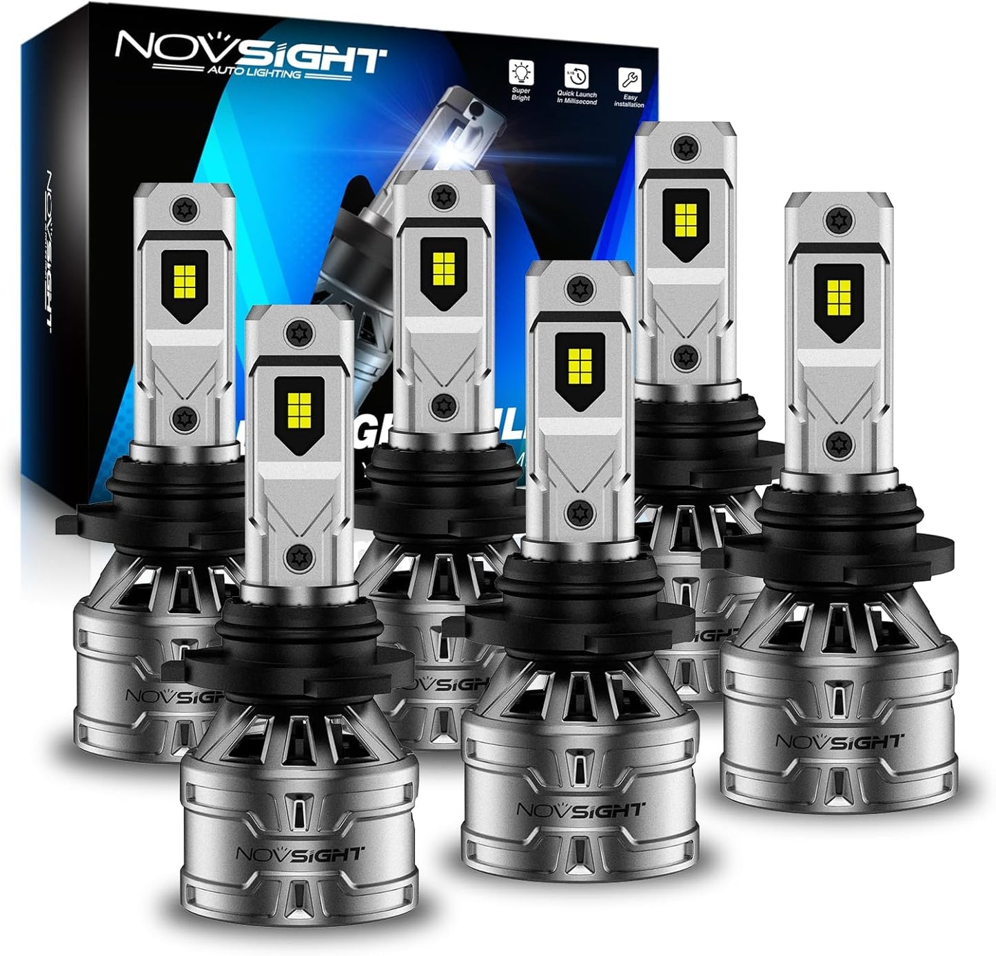 NOVSIGHT 9005 9006 H10 Fog Bulbs - Quick Installation, Pack of 6