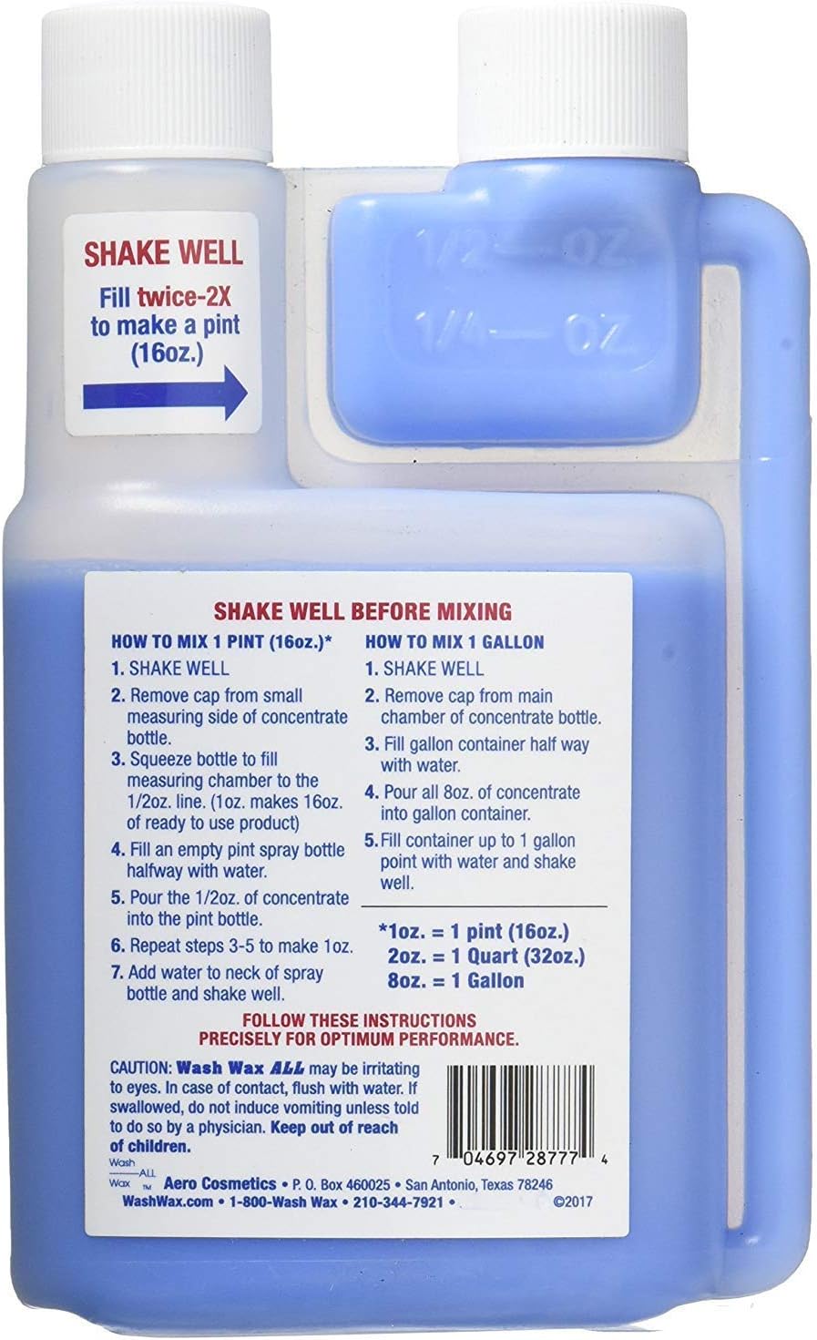 Wet or Waterless Car Wash Wax 8oz Concentrate [Makes 1 Gallon of Wash Wax ALL] Aircraft Quality for Car, RV, Boat, Motorcycle Use Anywhere, Anytime, Home, Apartments, School, Garage, Parking Lots